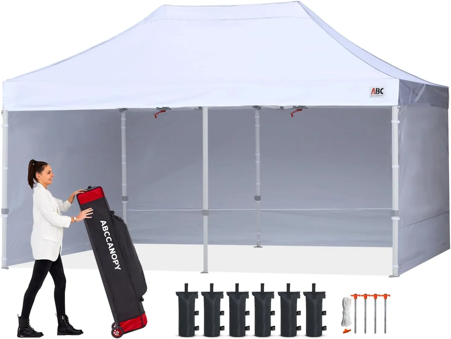 ABCCANOPY Easy Pop Up Canopy Tent with Sidewalls 8X16 Commercial -Series, White