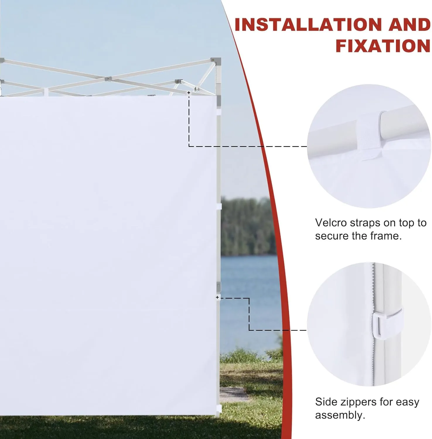 ABCCANOPY Instant Canopy SunWall 10x10 FT, 1 Pack Sidewall Only, No Frame or Top, White