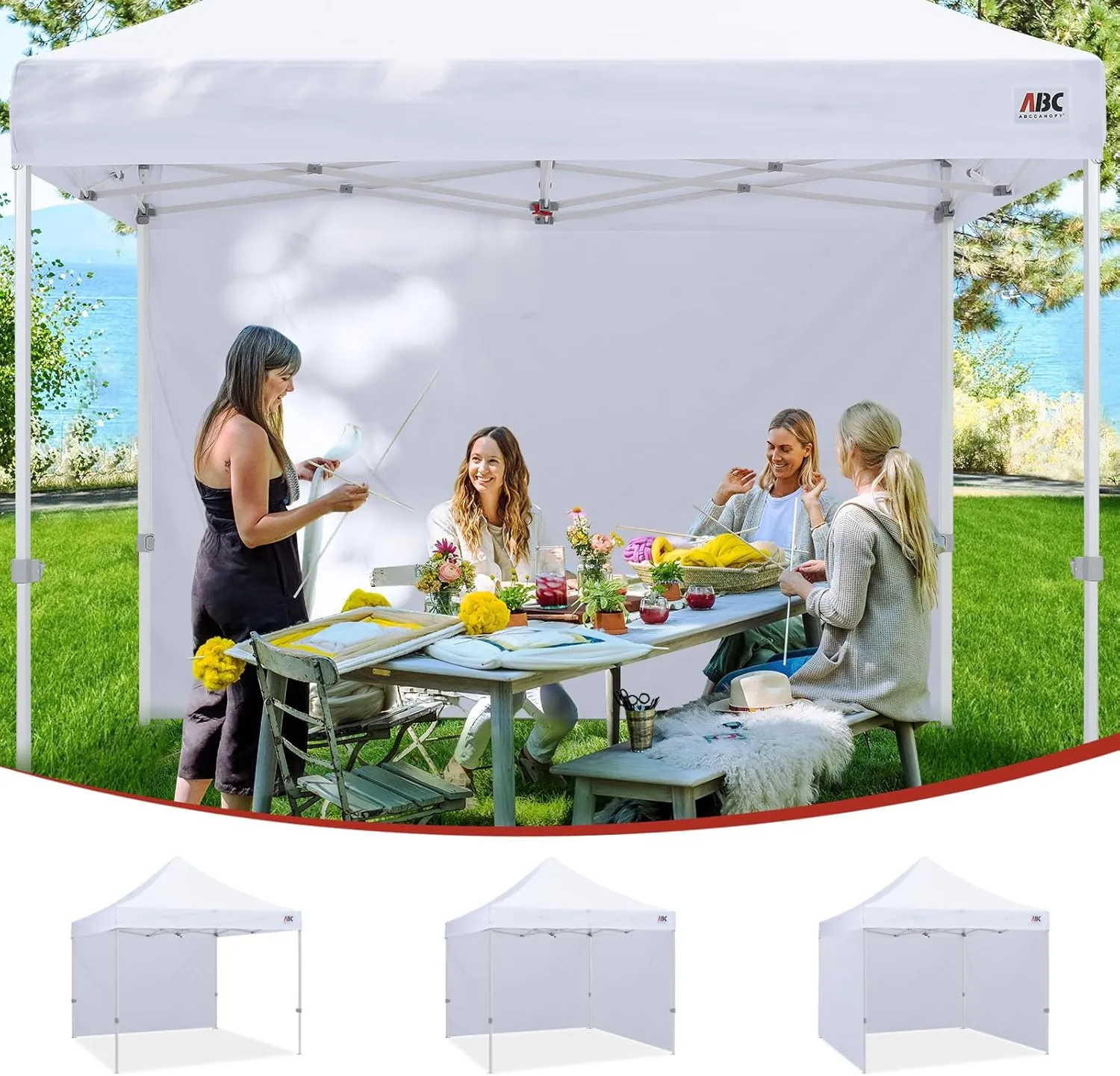 ABCCANOPY Instant Canopy SunWall 10x10 FT, 1 Pack Sidewall Only, No Frame or Top, White
