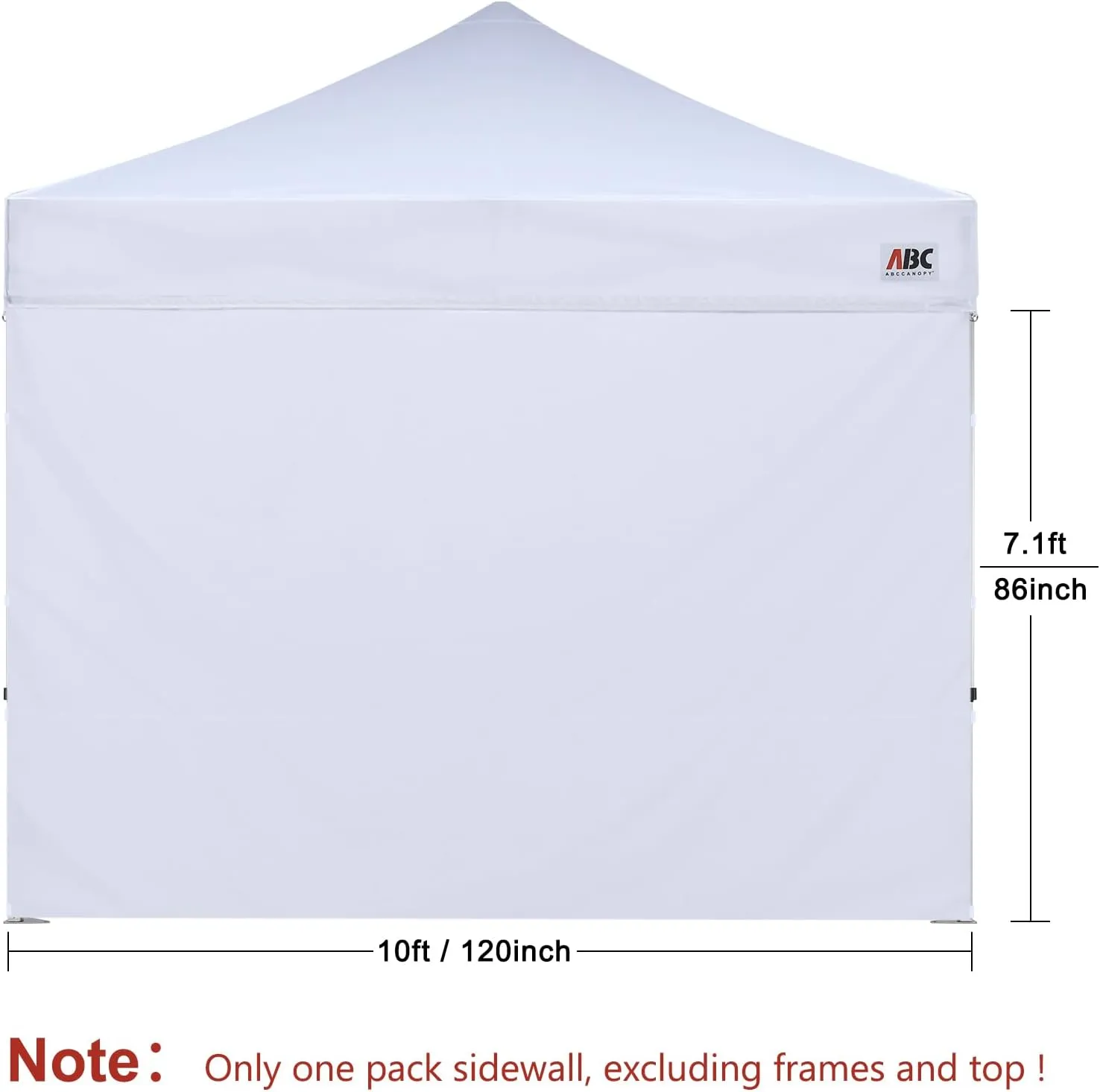 ABCCANOPY Instant Canopy SunWall 10x10 FT, 1 Pack Sidewall Only, No Frame or Top, White