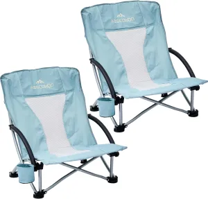 ABSCONDO Low Beach Chair for Camping, Picnic, Sporting,Lightweight Camping Chair for Adults,Folding Beach Chair with Cup Holder & Carry Bag(2pcs)