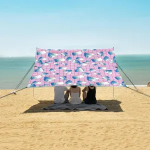 Abstract Different Fishes Beach Canopy Tent Anti-UV & Wind Resistant, Camping Sun Shelter Easy Setup Portable,Outdoor Shade Tents with Sandbags,Sand Shovels,Ground Pegs & Stability Poles