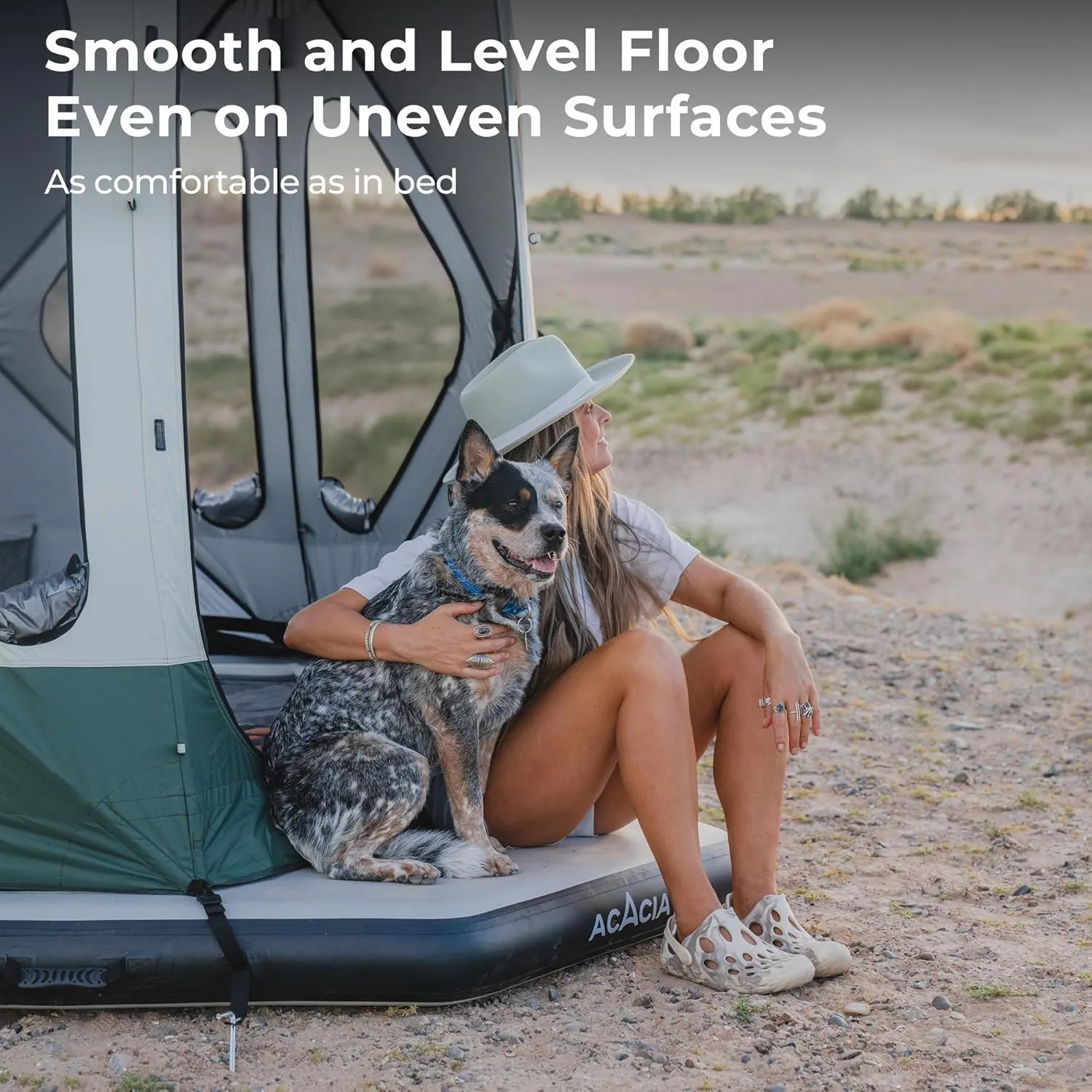 ACACIA Air Floor 2-3 Person for Space Camping System, 4-Layer, 6-Inch-Thick Inflatable Floor for Floating Tent, Waterproof Moistureproof Camping Base with Removable Carpet, Repair Patch, Carry Bag