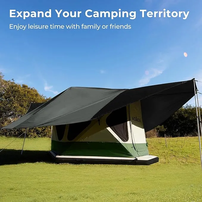 ACACIA Canopy XL for Space Acacia Camping System, PU2000 Waterproof Camping Tarp for 4 Season Camping, UPF50  Sunproof Tent Tarp with 4 Telescoping Poles, Carry Bag, Summer Night