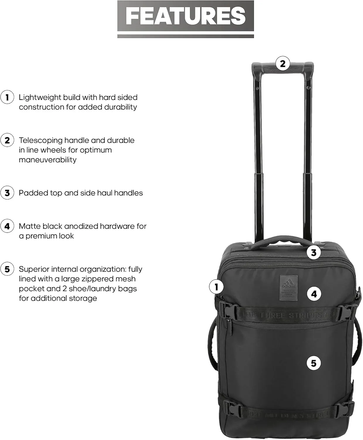 adidas Stadium Wheel Bag, Black, One Size