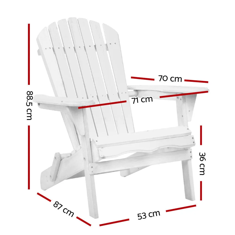 Adirondack Foldable Outdoor Armchair - White