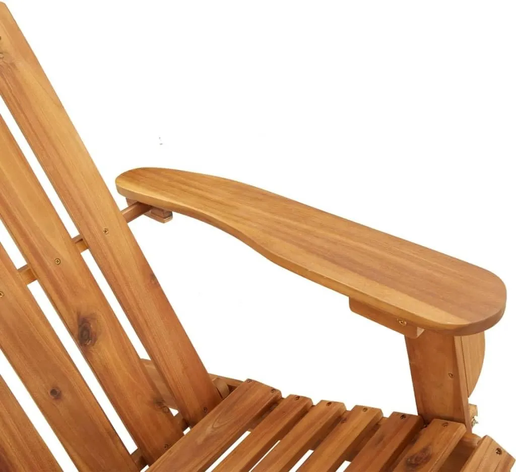 Adirondack Patio Chair with Cushions Solid Acacia Wood Outdoor Lounge Chair Foldable Design Wide Armrests Comfortable Reclining Angle for Poolside Backyard Deck Lawn