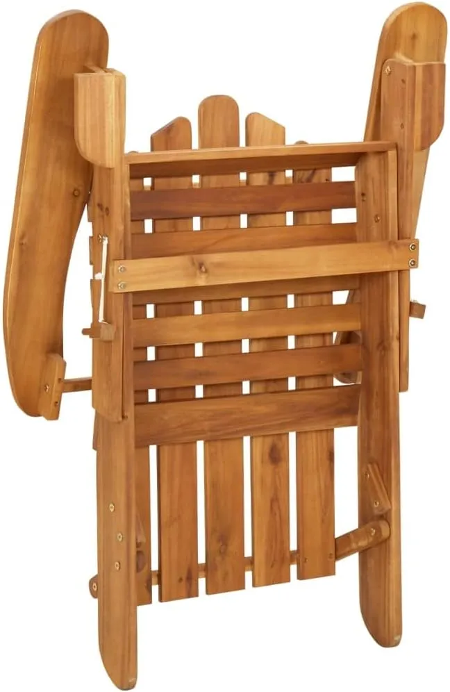 Adirondack Patio Chair with Cushions Solid Acacia Wood Outdoor Lounge Chair Foldable Design Wide Armrests Comfortable Reclining Angle for Poolside Backyard Deck Lawn