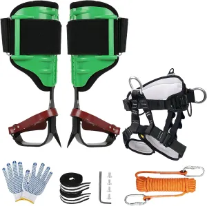 Adjustable Alloy Steel Tree Climbing Gear，Tree Spikes， Tree Climbing Spikes Set with Safety Belts 350lbs Load Capacity Arborist Equipment for Rock Climbing、Fruit Picking、Tree Felling