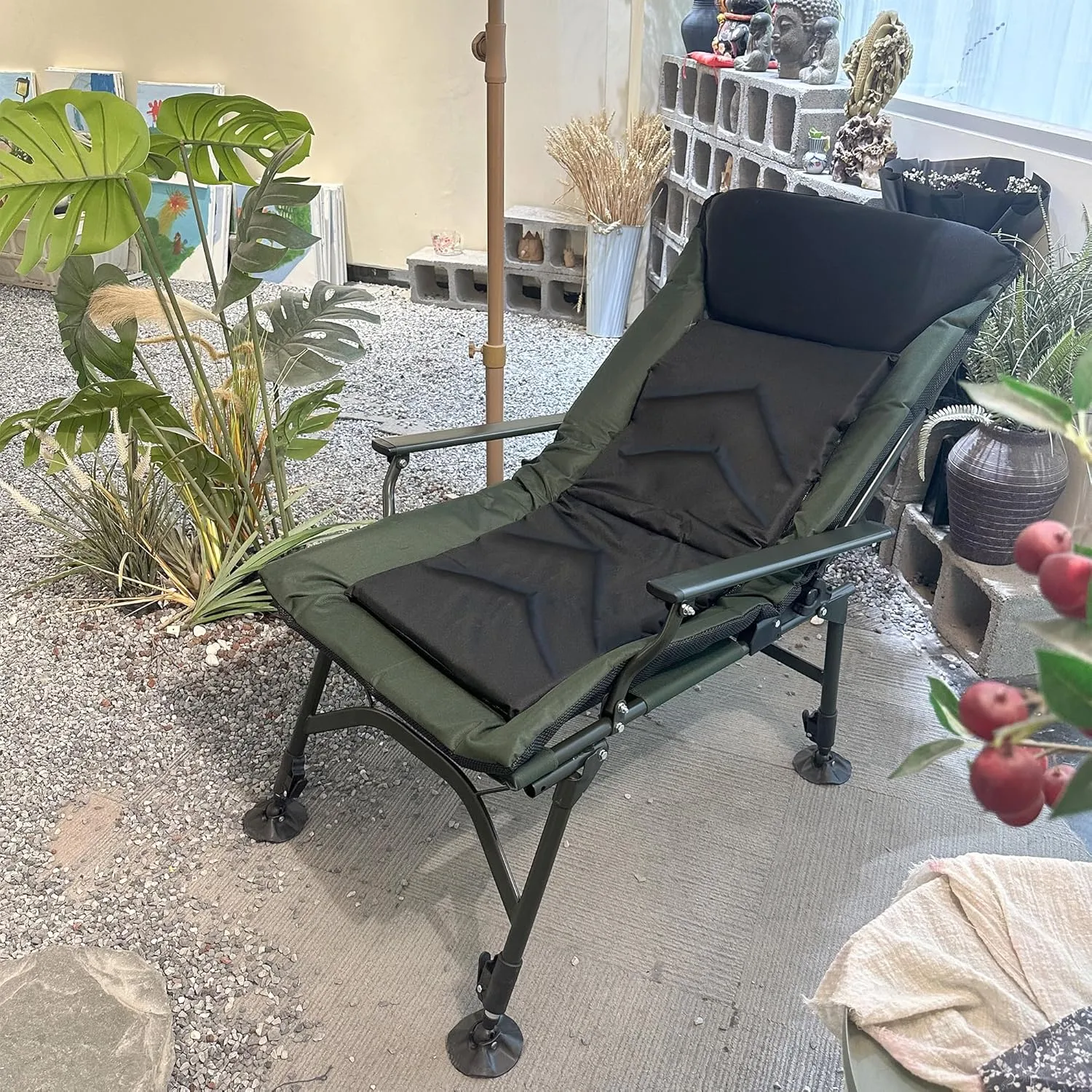 Adjustable Camping Chair for Adults, Portable Lounge Chairs, Portable Folding Chair, Adjustable Backrest Reclining Chair for Outdoor Fishing, Beach, Picnic, Camping