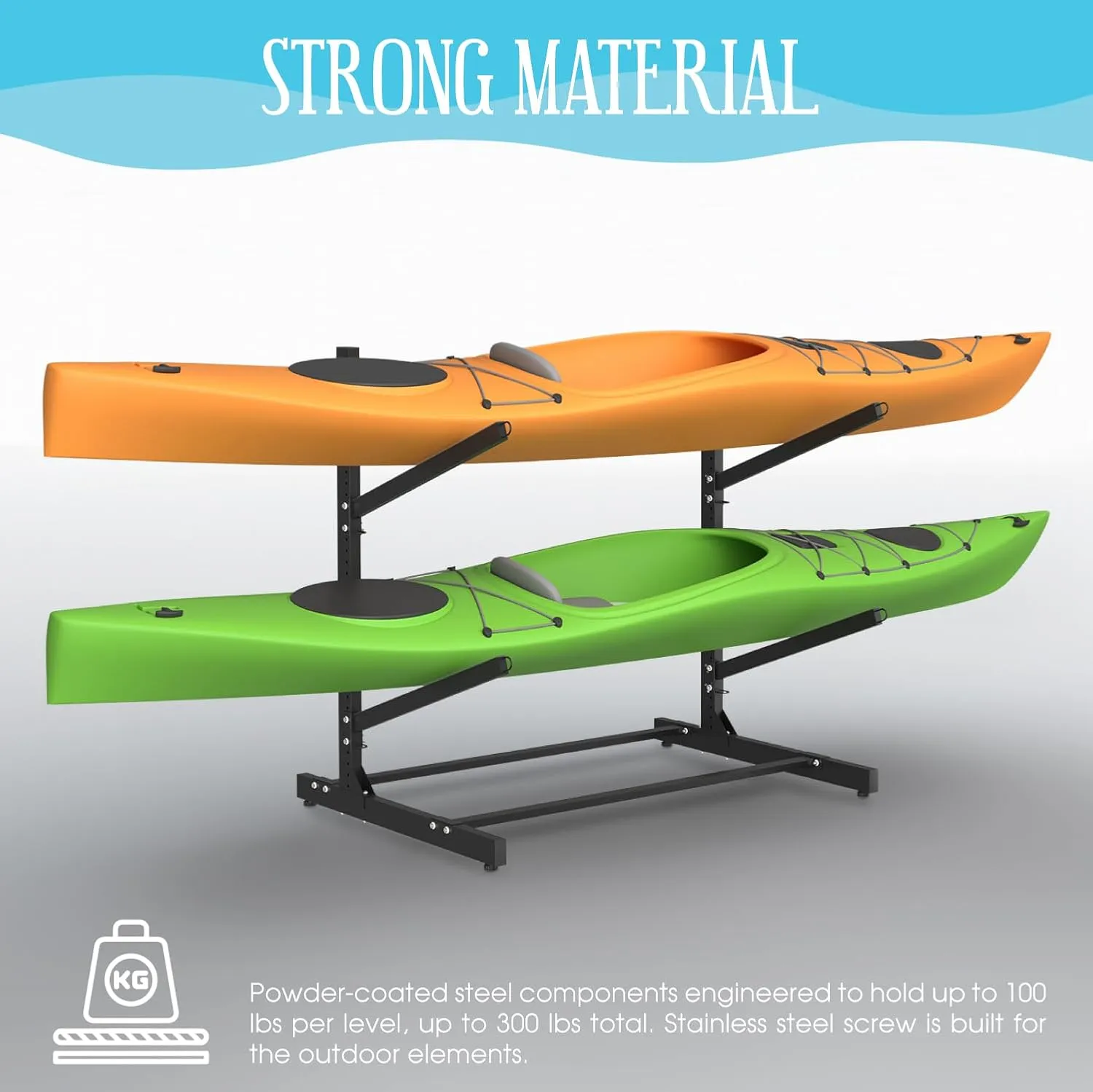 Adjustable Kayak Storage Rack, Freestanding Sup Storage Stand, Weatherproof Canoe Holder, Heavy Duty Paddleboard Bracket, Surfboard Bracket for Indoor, Outdoor, Garage, Shed, Dock…