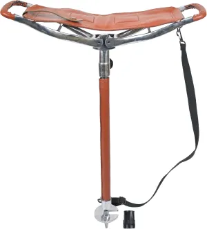Adjustable Leather Walking Stick Seat Outdoor Shooting Sticks Spectator Seat Portable High Chair, Backpacking Folding Stool | Hunting Stool (Black) (Tan)
