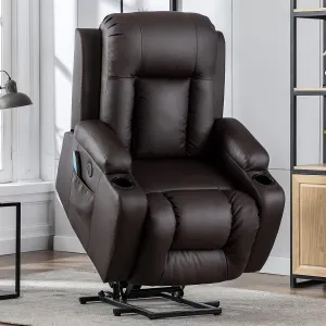Adjustable Power Lift Sofa Recliner Chair Massage Genuine Leather for Elderly Living Room Home Theater High Back Seating Chair