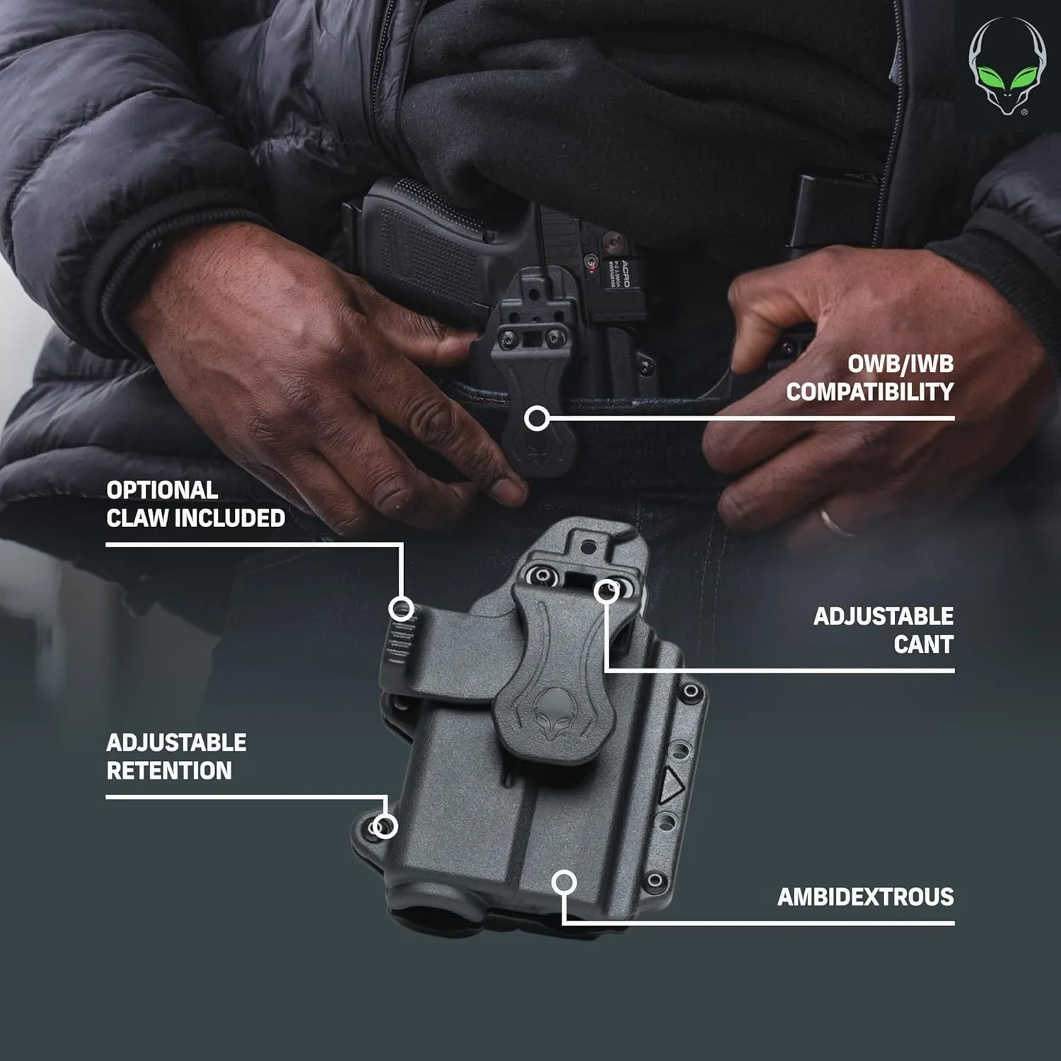 Alien Gear Photon Holster - IWB or OWB, Right or Left Hand, Optics Ready, Compact Light or No Light Options - Multiple Fitments Available