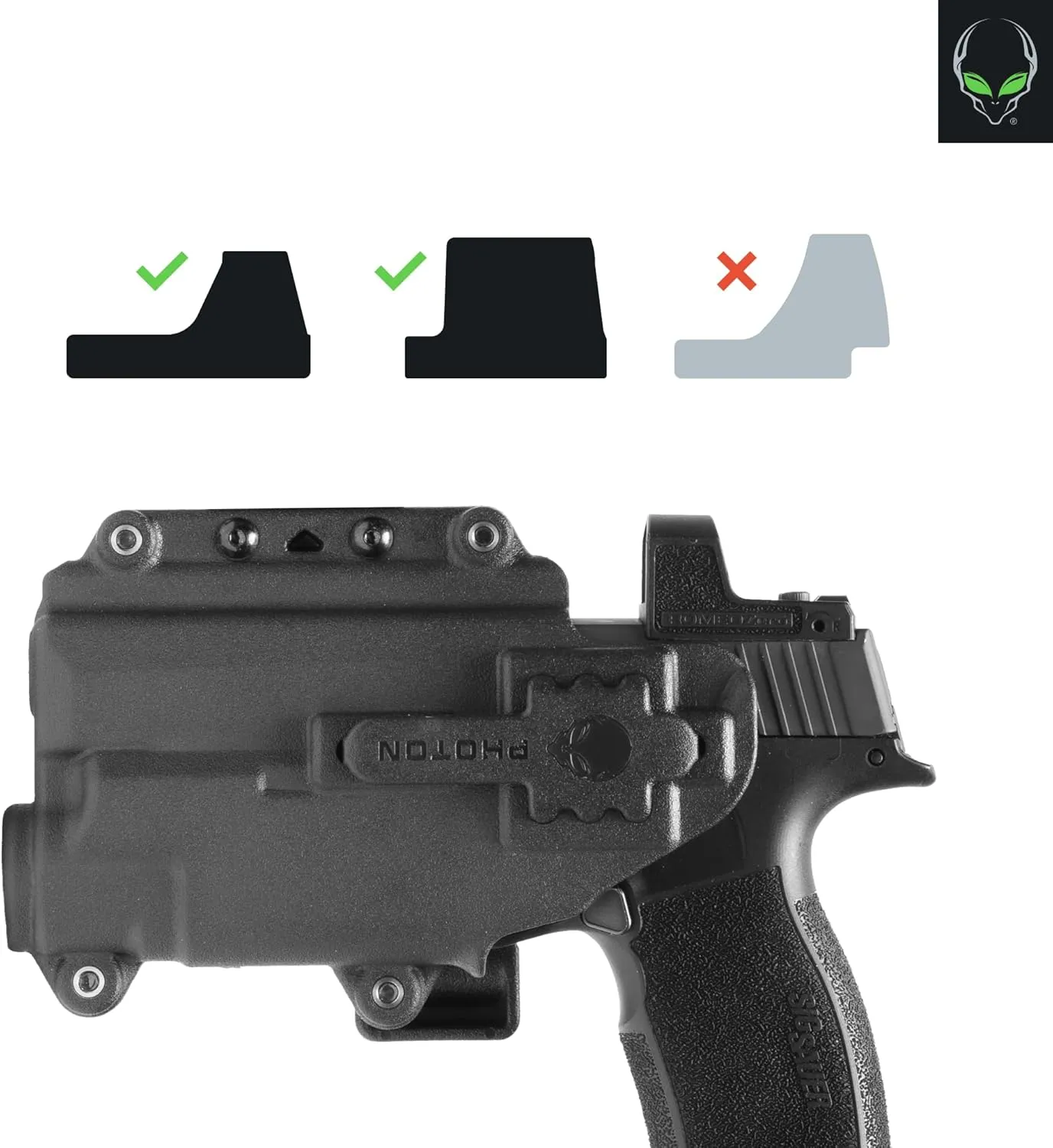 Alien Gear Photon Holster - IWB or OWB, Right or Left Hand, Optics Ready, Compact Light or No Light Options - Multiple Fitments Available