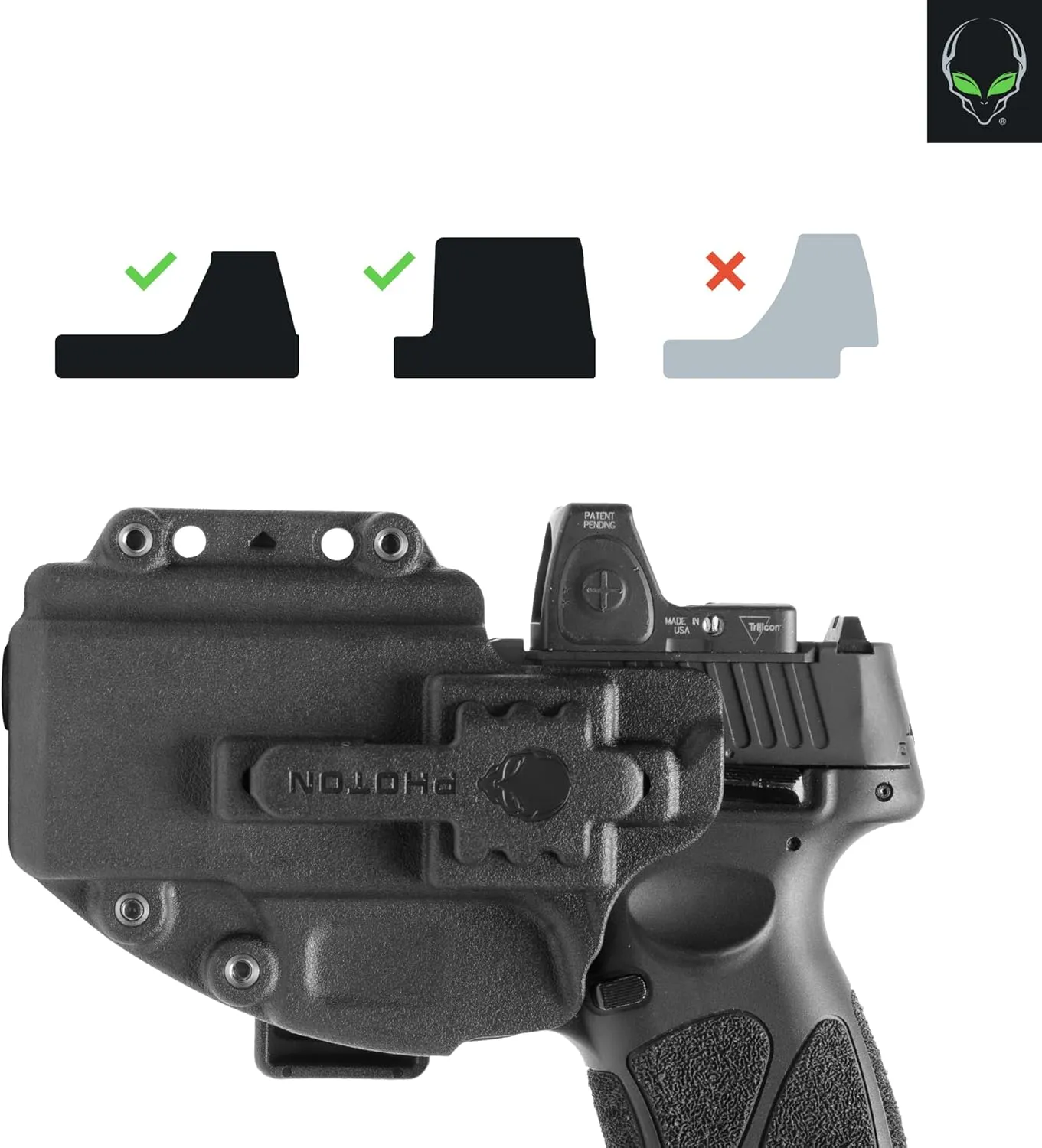 Alien Gear Photon Holster - IWB or OWB, Right or Left Hand, Optics Ready, Compact Light or No Light Options - Multiple Fitments Available