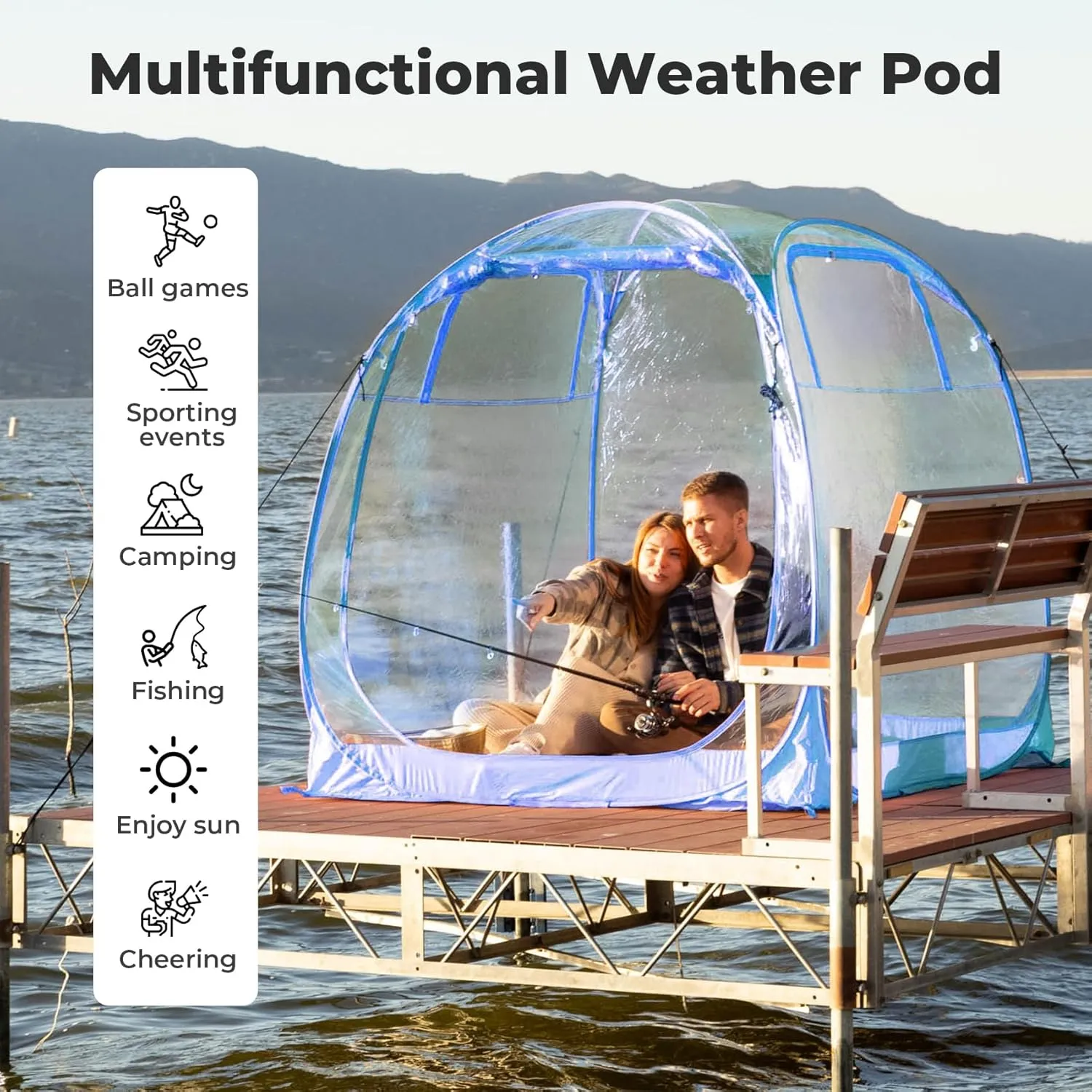 All Weather Proof Pod,Outdoor Weather Tent Sports Pod,540°View Bubble,Pop Up Screen House with Carry Bag,Screen Room for Sport Event,Camping,Fishing,Cheering
