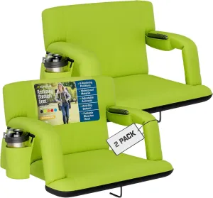 Alpcour Reclining Stadium Seat – Wide Bleacher Chair with Back Support and Cushion, Armrests, Side Pockets, and Bleachers Hook – Best Stadium Seats Chairs for Camping, Kayak, & Paddle Board Backs