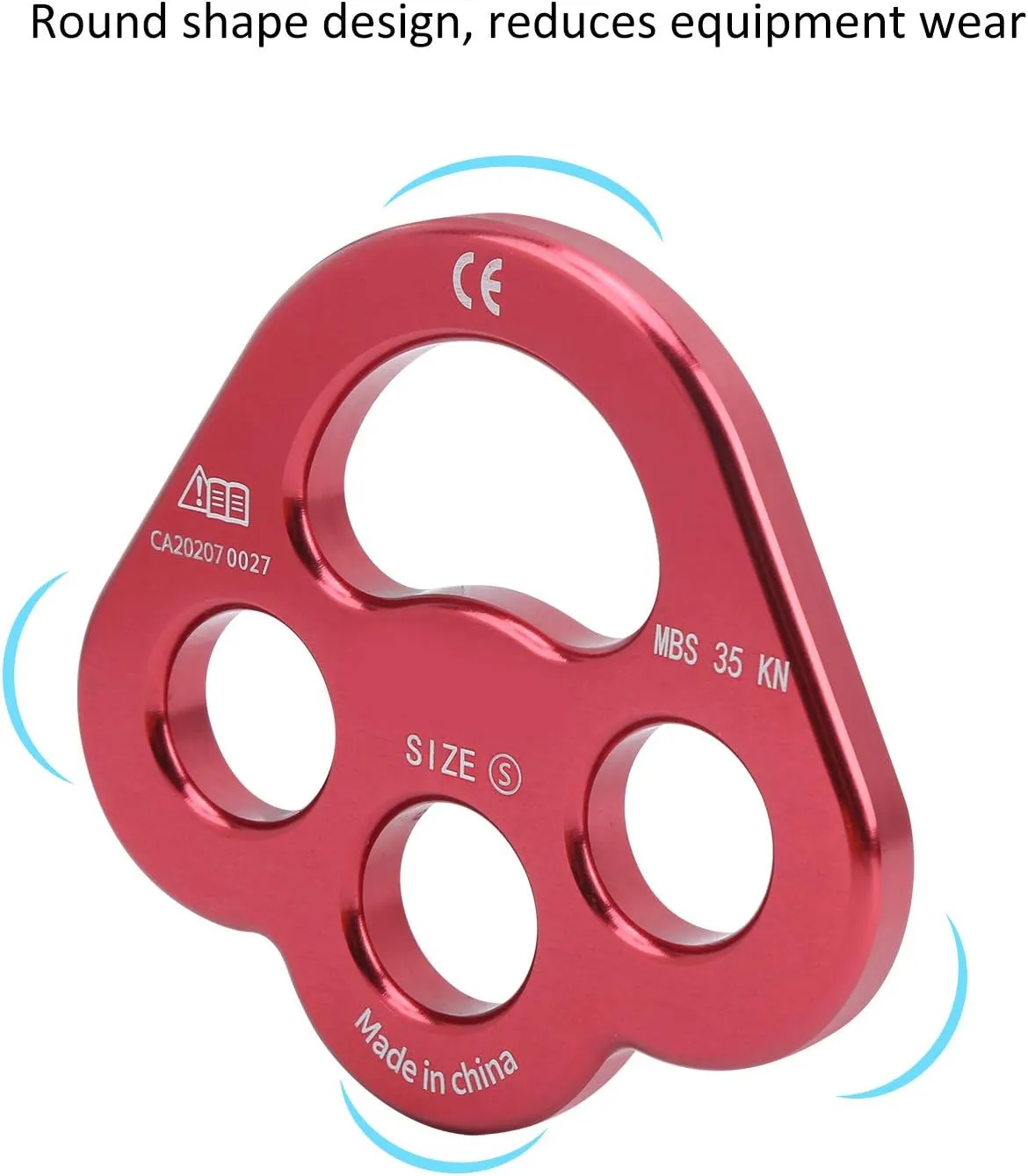 Aluminum Rigging Plate, 3 Holes Rope Finger Force Rigging Plate Anchor Divider Multipliers Connector Gear for Outdoor Climbing Camping