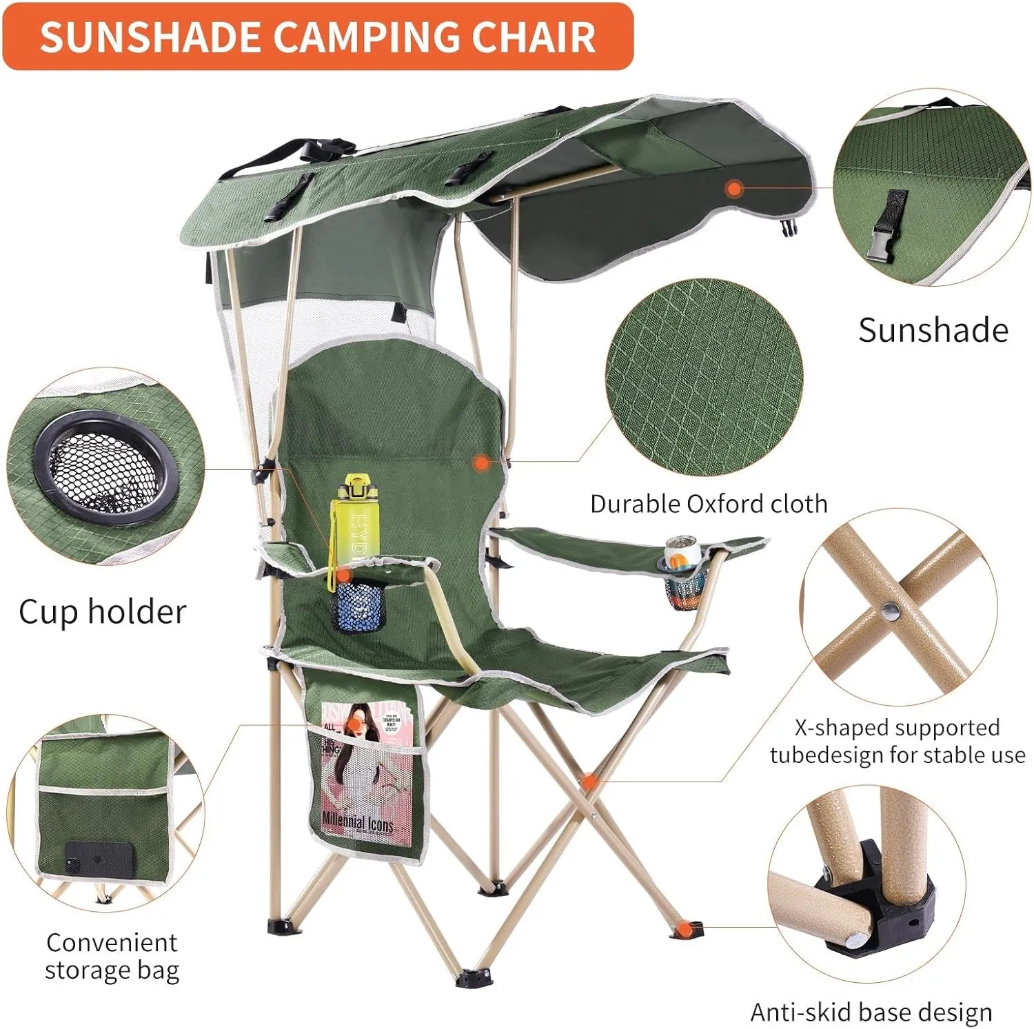 Amazing for less Folding Chair – Portable Outdoor Camping & Beach Chair (Flag (Shade), (1-Pack))