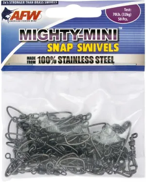 American Mighty Mini Snap Crane Swivels - 100% Stainless Steel, 3X Stronger Than Brass, Up to 600lb Test - Essential Gear for Every Tackle Box - Ideal for Any Fishing Line Leader