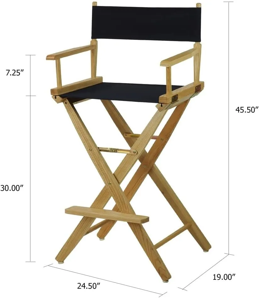 American Trails Extra-Wide Premium 30" Director's Chair Mission Oak Frame with Black Canvas, Bar Height