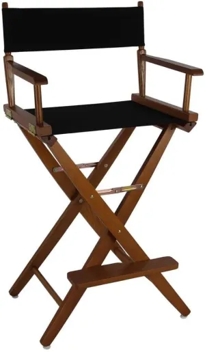 American Trails Extra-Wide Premium 30" Director's Chair Mission Oak Frame with Black Canvas, Bar Height