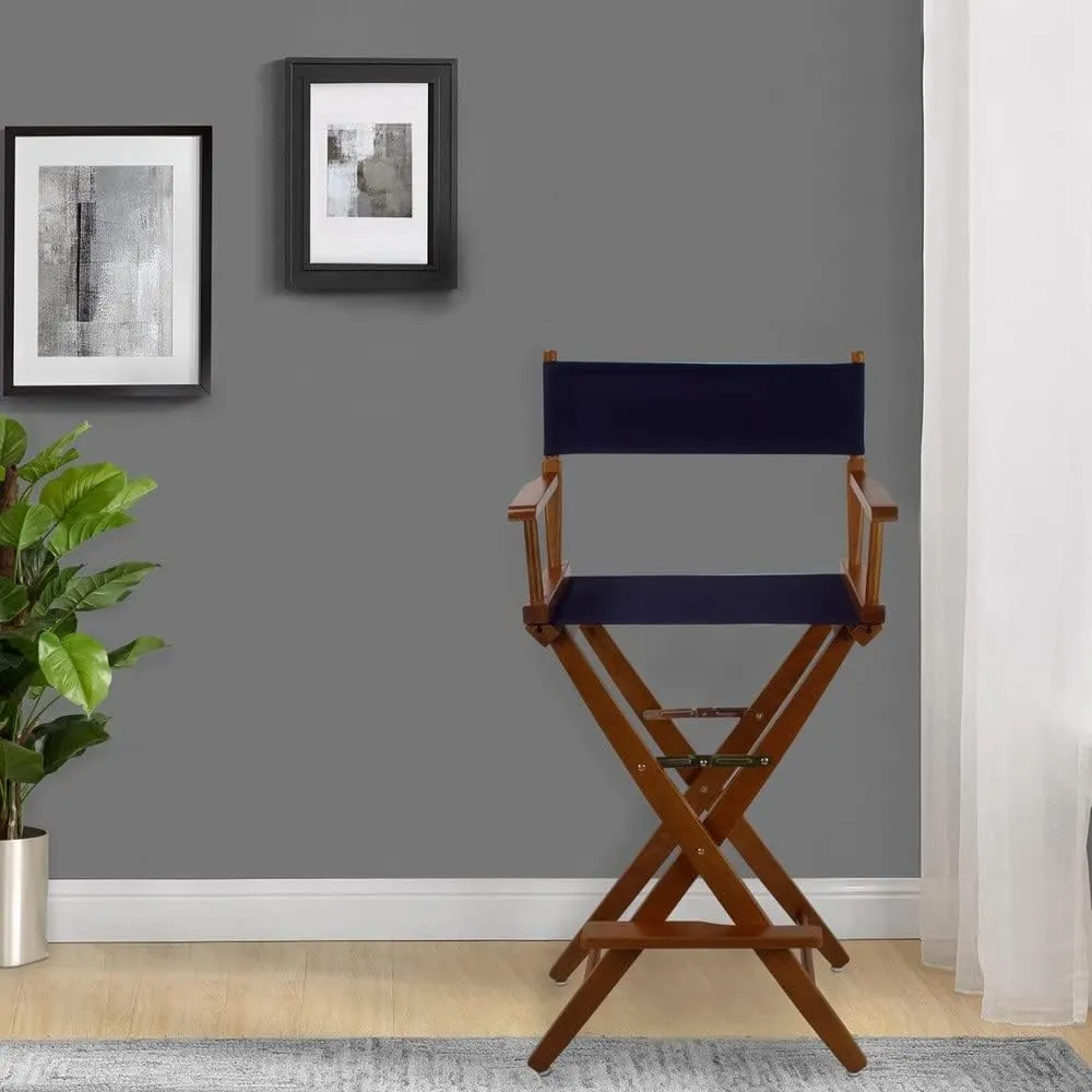 American Trails Extra-Wide Premium 30" Director's Chair Mission Oak Frame with Black Canvas, Bar Height