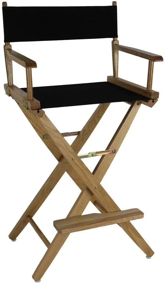 American Trails Extra-Wide Premium 30" Director's Chair Mission Oak Frame with Black Canvas, Bar Height