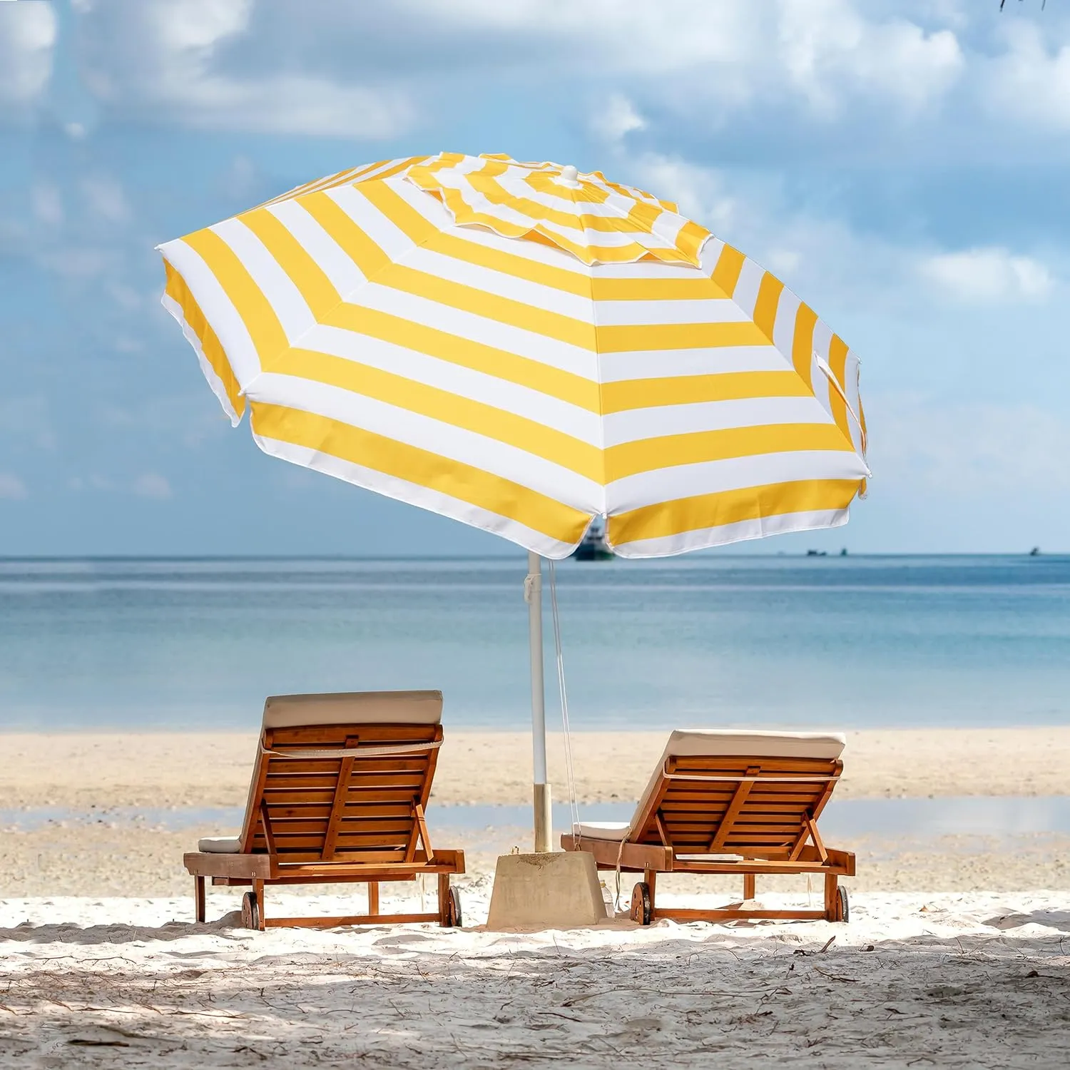AMMSUN 6.5 Foot Heavy Duty Beach Umbrellas for Sand with tilt Sun Shelter, UV 50  Protection Outdoor Sunshade Umbrella with Carry Bag for Patio Garden Beach Pool Backyard multicolor Yellow