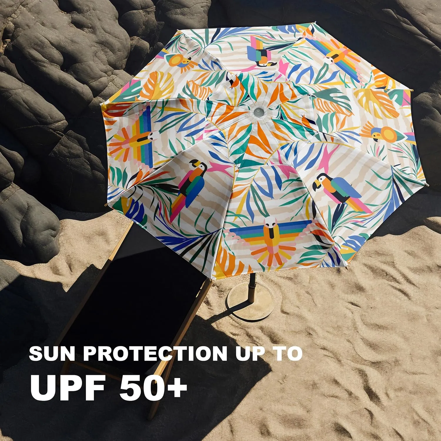 AMMSUN 7ft Fantasy Design Heavy Duty High Wind Beach Umbrella Parasols with UV 50  Protection, sand anchor & Tilt Sun Shelter, Outdoor Sunshade Umbrellas Carry Bag for Patio Garden Pool Backyard
