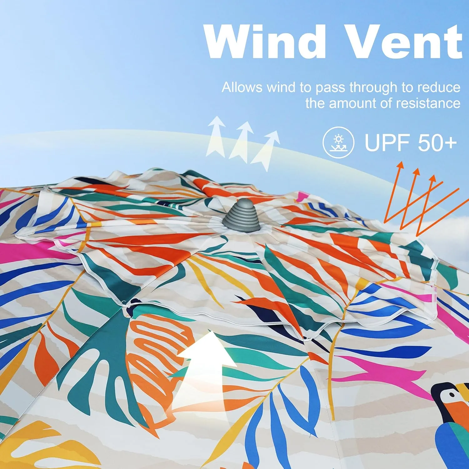 AMMSUN 7ft Fantasy Design Heavy Duty High Wind Beach Umbrella Parasols with UV 50  Protection, sand anchor & Tilt Sun Shelter, Outdoor Sunshade Umbrellas Carry Bag for Patio Garden Pool Backyard