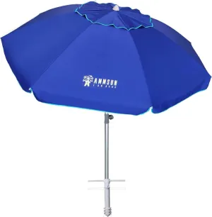 AMMSUN 7ft Heavy Duty HIGH Wind Beach Umbrella with sand anchor & Tilt pole Sun Shelter, UV 50  Protection Outdoor Sunshade Umbrella with Carry Bag for Patio Garden Beach Pool Backyard Blue