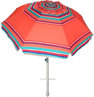 AMMSUN 7ft Heavy Duty HIGH Wind Beach Umbrella with sand anchor Vent Tilt Sun Shelter, UV 50  Protection Portable Outdoor Sunshade Umbrellas Carry Bag for Patio Garden Pool Backyard Rust Red