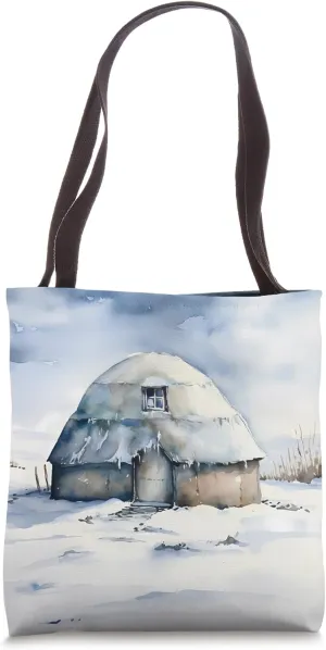 An Igloo In A Snowy Landscape. Winter, Arctic, Shelter, Ice Tote Bag
