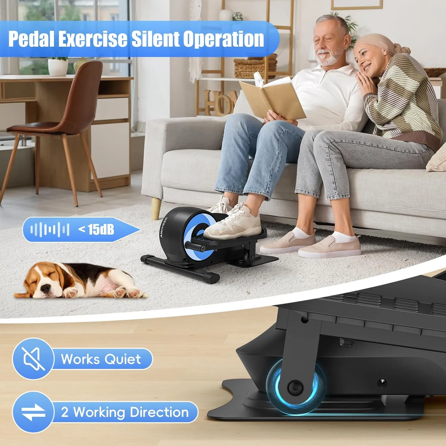 ANCHEER Under Desk Elliptical, Ellipse Leg Exerciser as Seen on Tv Standing or Seated Pedal Exerciser, Foot Exerciser While Sitting for Home Office