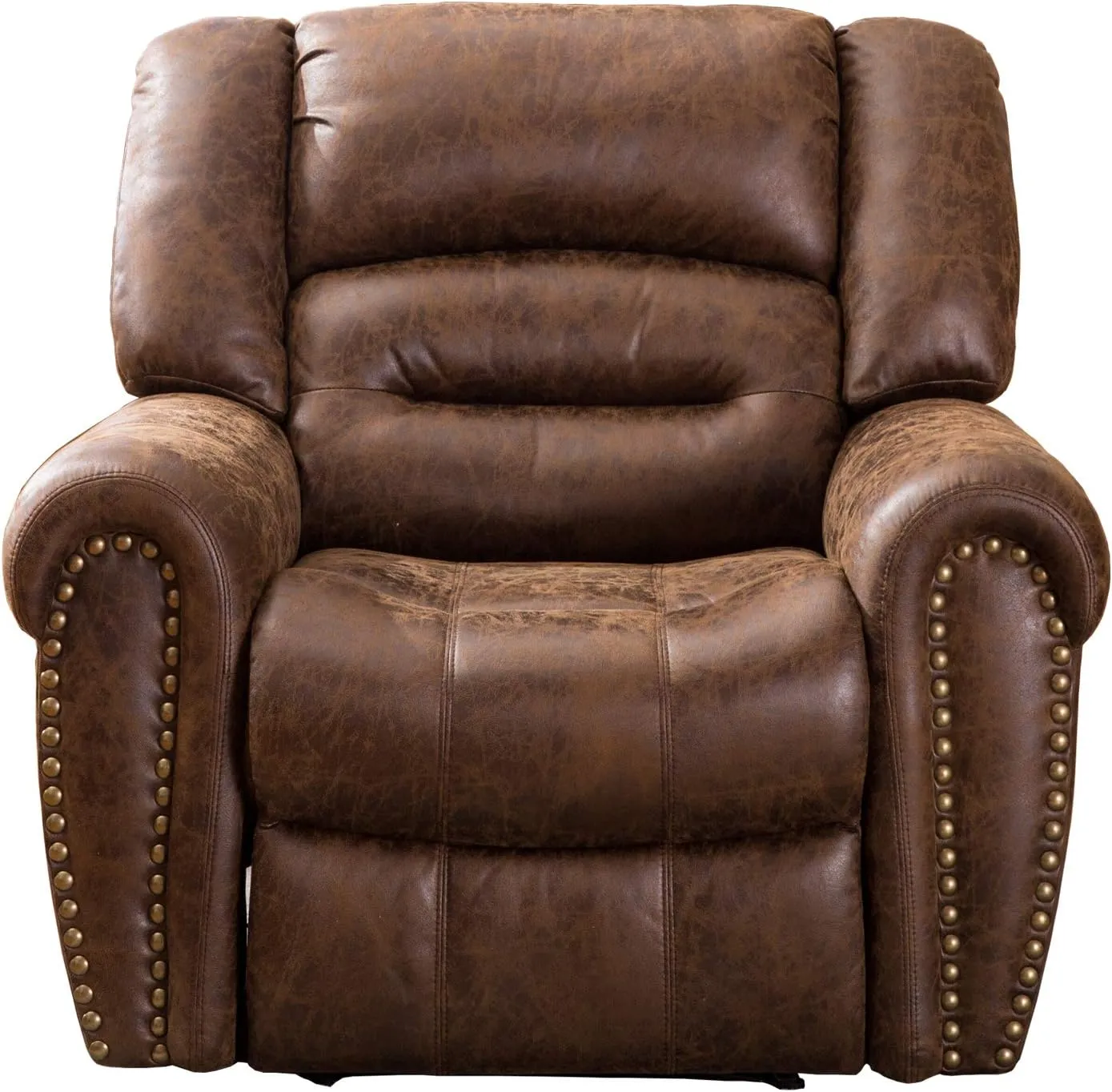 ANJ Electric Recliner Chair W/Breathable Bonded Leather, Classic Single Sofa Home Theater Recliner Seating W/USB Port (Nut Brown)