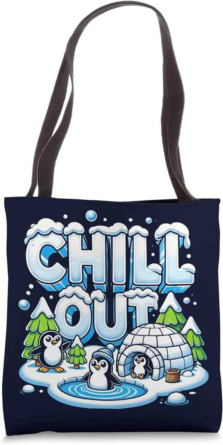 Antarctica Penguin Lover Chill Out Cute Winter Penguin Igloo Tote Bag