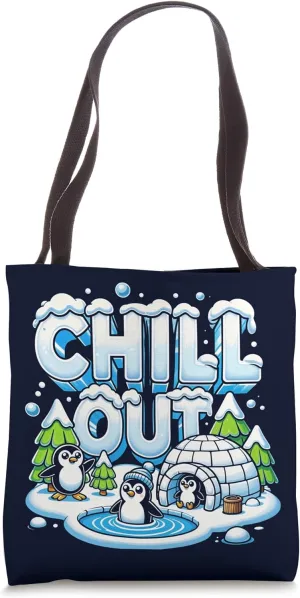 Antarctica Penguin Lover Chill Out Cute Winter Penguin Igloo Tote Bag