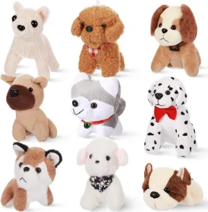 Aoriher 9 Pcs Mini Plush Dog Bulk 4.7 Inch Adopt a Puppy Decoration Party Favors Stuffed Animals Cute Soft Puppy Toy Stuffed Dog Party Favor for Birthday Gift Goodie Bag Filler Prize Rewards