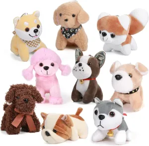 Aoriher 9 Pcs Mini Plush Dog Bulk 4.7 Inch Puppy Stuffed Animals Small Stuffed Dogs Cute Assorted Soft Puppy Toys for Birthday Graduation Party Favor Decorations