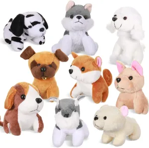 Aoriher 9 Pieces Mini Plush Dog Stuffed Animals Bulk Cute Soft Puppy Centerpieces Party Table Decoration for Graduation Birthday Gift Goodie Bag Stocking Filler(Sweet,No Lanyard Keychain)