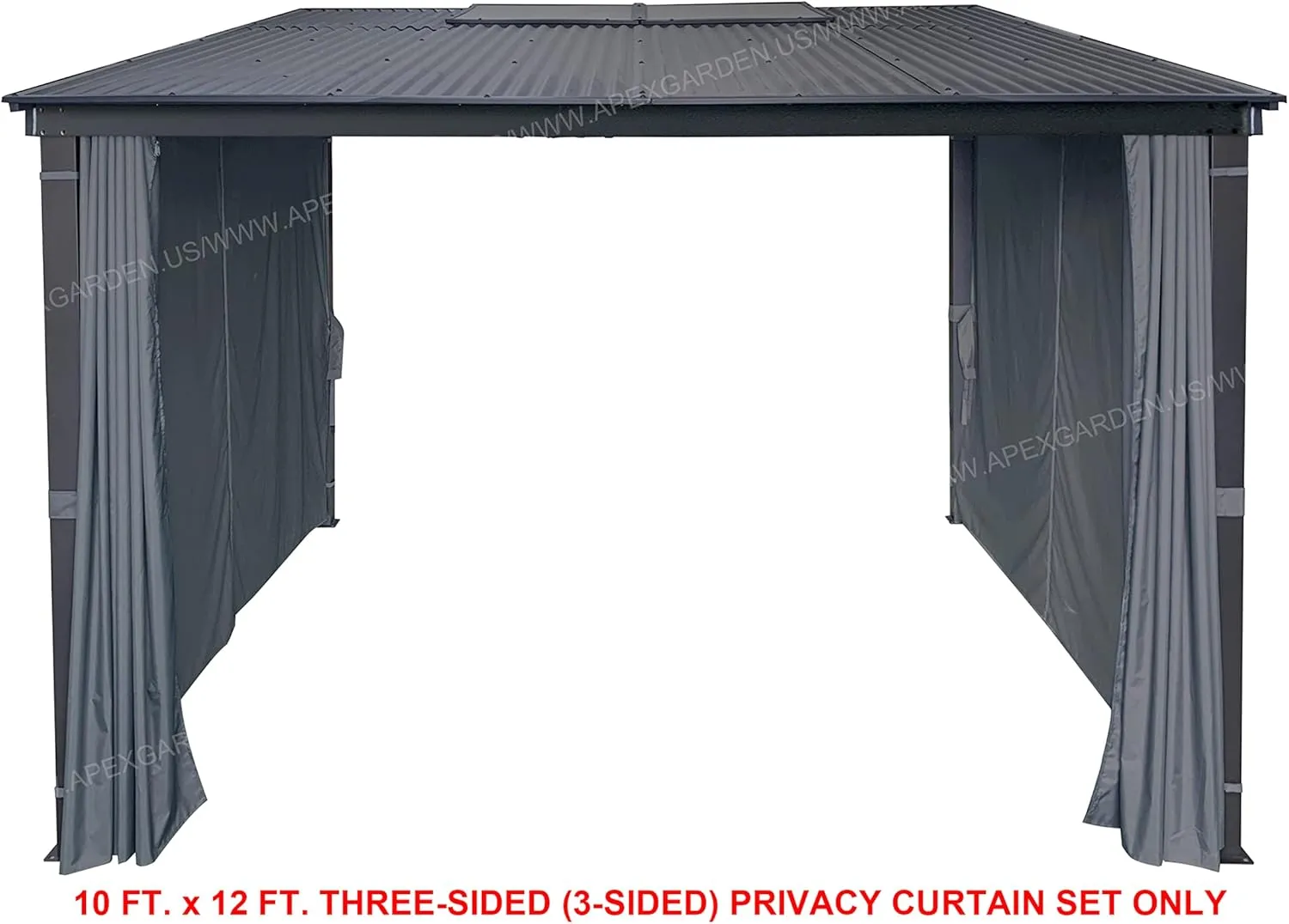 APEX GARDEN Universal 3-Side Privacy Curtain Set for 10' x 12' Awing/Sun Shelter/Gazebo (Dark Grey (3-Side ONLY))