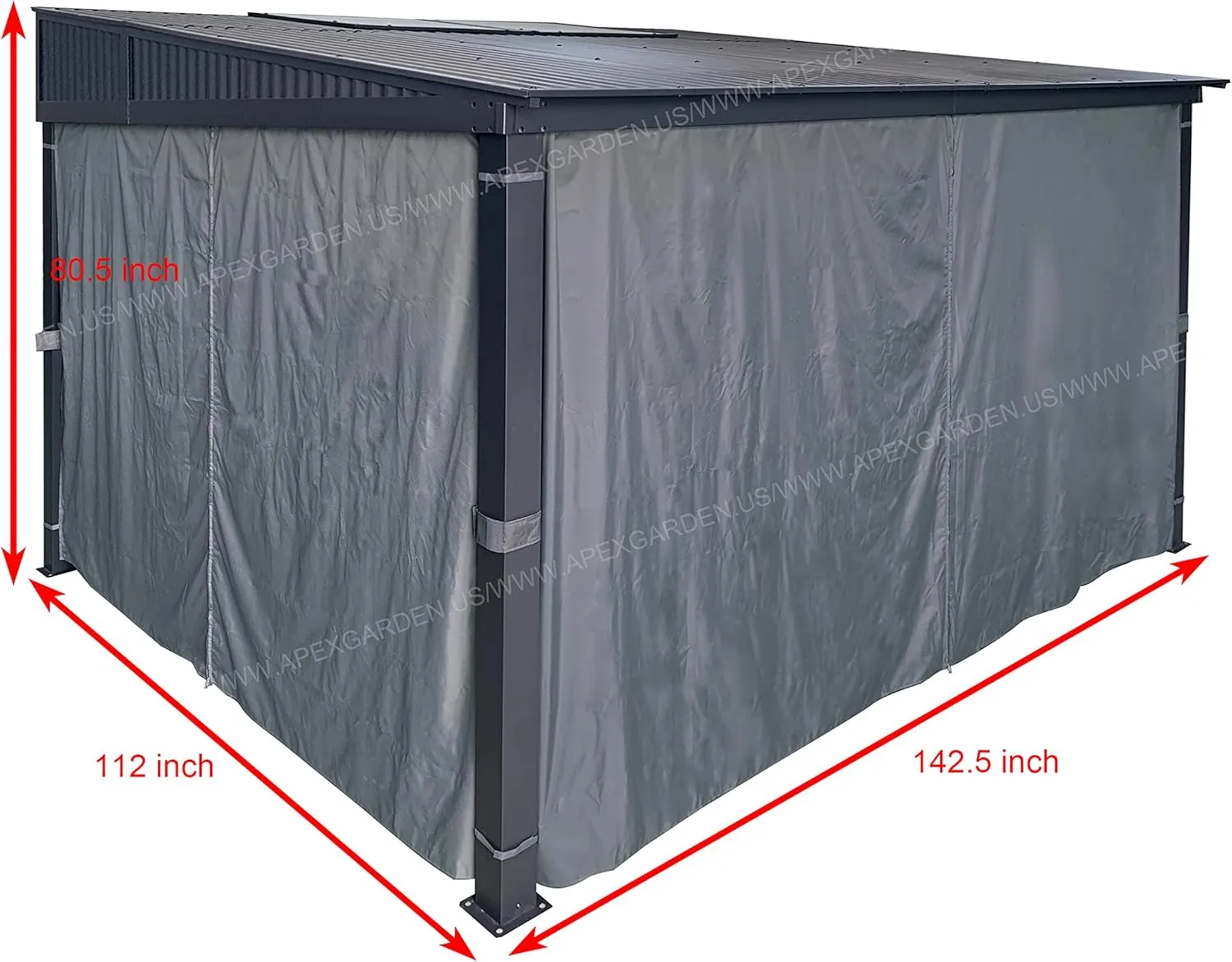 APEX GARDEN Universal 3-Side Privacy Curtain Set for 10' x 12' Awing/Sun Shelter/Gazebo (Dark Grey (3-Side ONLY))