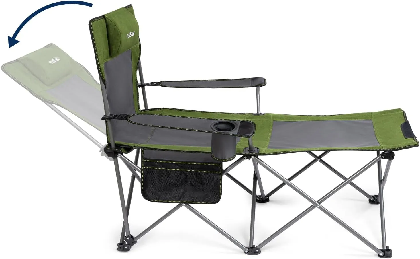 apollo walker Camping Chairs for Adults - 6 Legged Beach Chair with Foot Rest, Adjustable 90° - 130° Reclining Lounge Chair Outdoor, Folding Chairs for Outside with Detachable Pillow & Carry Bag Green
