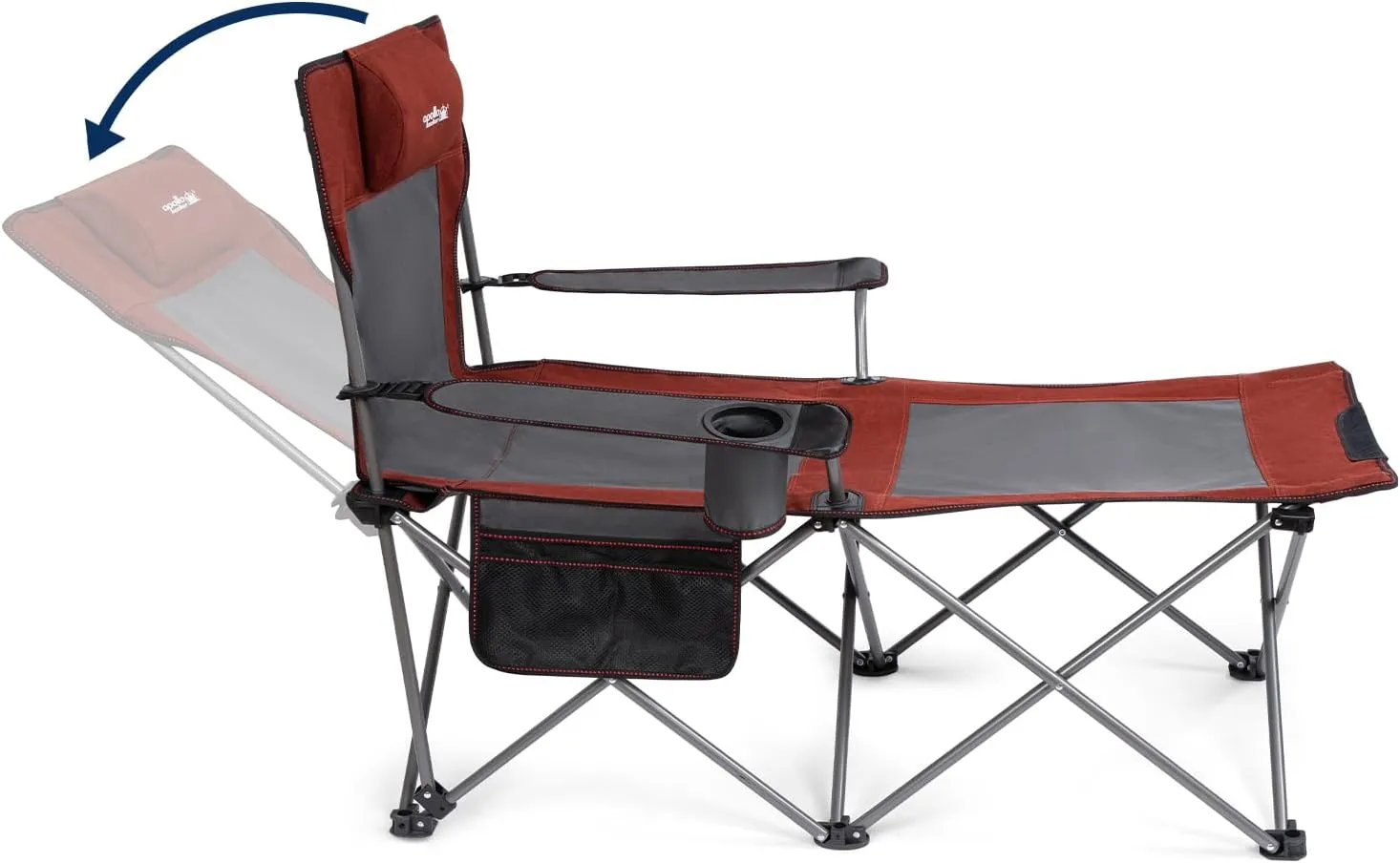 apollo walker Camping Chairs for Adults - 6 Legged Beach Chair with Foot Rest, Adjustable 90° - 130° Reclining Lounge Chair Outdoor, Folding Chairs for Outside with Detachable Pillow & Carry Bag Red