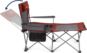 apollo walker Camping Chairs for Adults - 6 Legged Beach Chair with Foot Rest, Adjustable 90° - 130° Reclining Lounge Chair Outdoor, Folding Chairs for Outside with Detachable Pillow & Carry Bag Red
