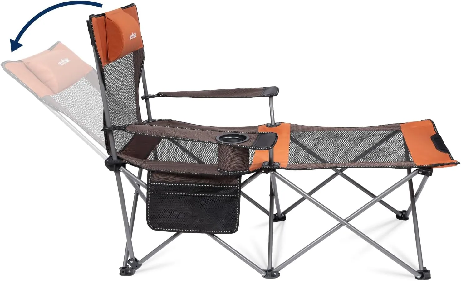 apollo walker Camping Chairs for Adults - 6 Legged Beach Chair with Foot Rest, Breathable Mesh, Adjustable 90° - 135° Reclining Lounge Chair Outdoor, Folding Chairs for Outside with Detachable Pillow