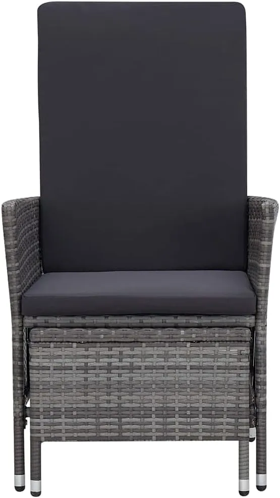 Armchair, Outdoor Lounge Chair, Reclining Patio Chair with Cushions, Easy to Clean Suitable for Patio, Porch, Backyard, Balcony, Garden Poly Rattan Gray