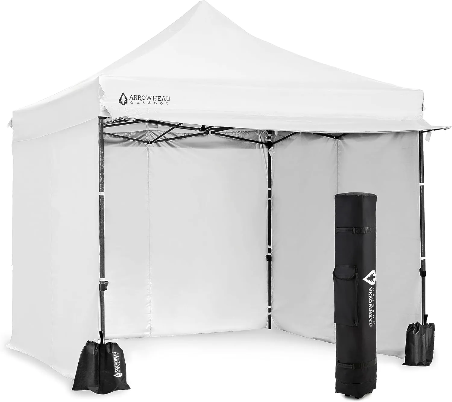ARROWHEAD OUTDOOR 10’x10’ Heavy-Duty Pop-Up Canopy, Instant Shelter, Easy One Person Setup, Water & UV Resistant, Push Button Legs, Wheeled Bag, Guide Ropes, Awning, White v2 (New) (KGS0393U)